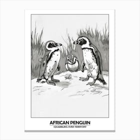 Penguin Squabbling Over Territory Poster Canvas Print