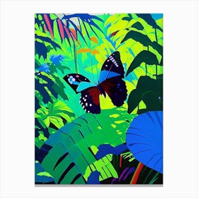 Butterfly In Rainforest Pop Art David Hockney Inspired 1 Canvas Print