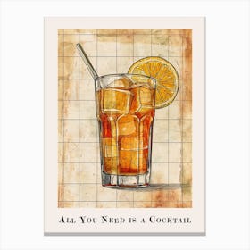 All You Need Is A Cocktail Tile Poster 10 Canvas Print