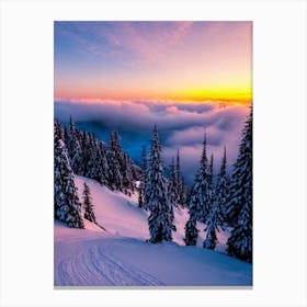 Engelberg, Switzerland Sunrise 1 Skiing Poster Canvas Print