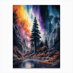 Rainbow In The Forest Canvas Print