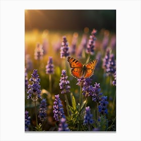 Butterfly On Lavender Flowers 2 Canvas Print