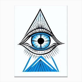 Third Eye Symbolism, Symbol, Third Eye Blue & White 3 Canvas Print