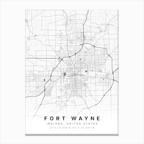 Fort Wayne Indiana USA White Map Canvas Print