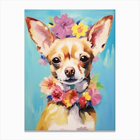 Chihuahua Portrait With A Flower Crown, Matisse Painting Style 4 Canvas Print