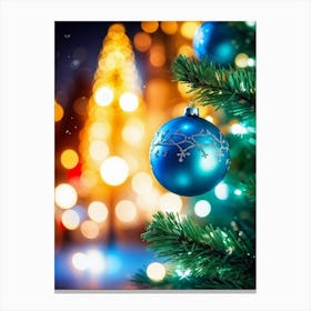 Christmas Tree Ball Background Holiday Merry Celebration Pine Ornament Glow Happy Design (10) Canvas Print