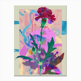 Carnation (Dianthus) 4 Neon Flower Collage Canvas Print