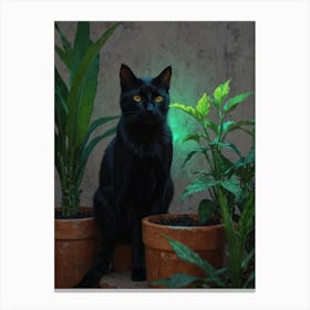 Cat In Pots 1 Canvas Print