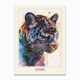 Panther Colourful Watercolour 1 Poster Canvas Print