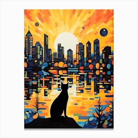 Vancouver, Canada Skyline With A Cat 0 Canvas Print
