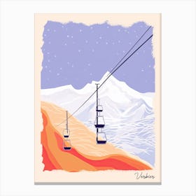 Poster Of Verbier   Switzerland, Ski Resort Pastel Colours Illustration 0 Canvas Print