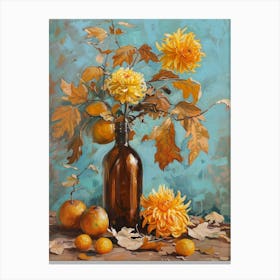 Yellow Dahlias In A Bottle Canvas Print