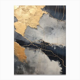 Abstract Gold And Blue Painting Canvas Print