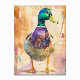 Mallard Duck Colourful Watercolour 2 Canvas Print