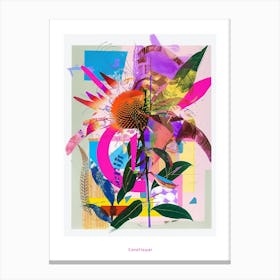 Coneflower 2 Neon Flower Collage Poster Canvas Print