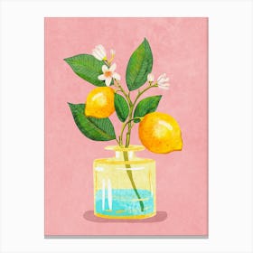 Lemon Bunch In Vase Canvas Print