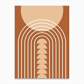 Modern Mid Century Gateway Sun Rainbow 7 In Beige Terracotta Brown 01 Canvas Print