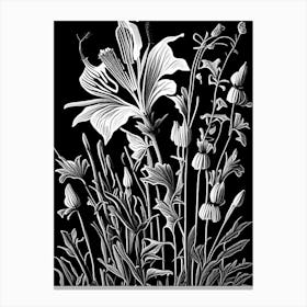 Bellflower Wildflower Linocut 1 Canvas Print