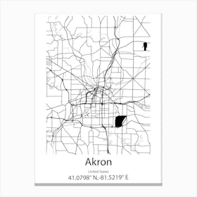 Akron,United States Minimalist Map Canvas Print