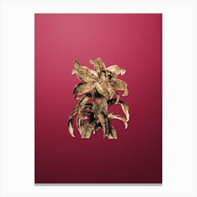 Gold Botanical Thunberg's Orange Lily on Viva Magenta n.2141 Canvas Print