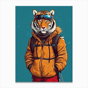 Tiger Illustrations Wearing Ski Gear 2 Canvas Print