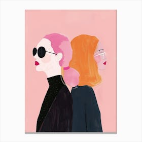 Two Women With Pink Hair Canvas Print