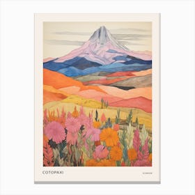 Cotopaxi Ecuador 2 Colourful Mountain Illustration Poster Canvas Print