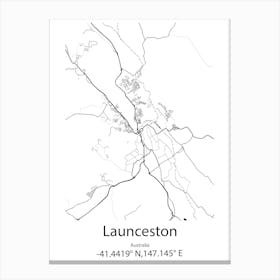 Launceston,Australia Minimalist Map Canvas Print