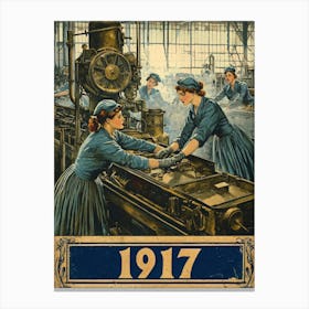 Aihrgdesign A Vintage Industrial Poster Showing Women Working 7331f995 9bd7 41e6 A605 Cfd038d60632 1 Canvas Print