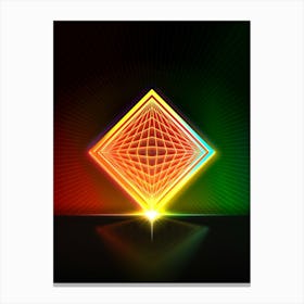 Neon Geometric Glyph in Watermelon Green and Red on Black n.0337 Canvas Print