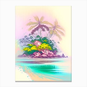 Curieuse Island Seychelles Watercolour Pastel Tropical Destination Canvas Print