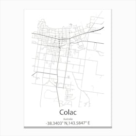 Colac,Australia Minimalist Map Canvas Print