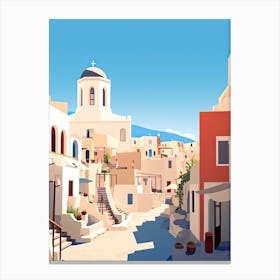 Santorini, Greece, Flat Illustration 3 Canvas Print