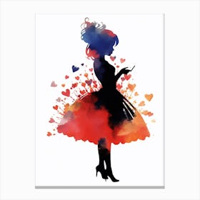 Alice In Wonderland Colourful Watercolour Queen Of Hearts Canvas Print