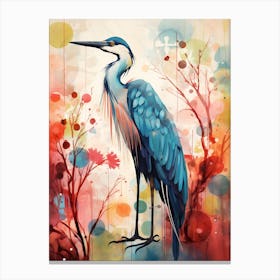 Bird Painting Collage Great Blue Heron 2 Canvas Print