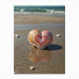 Heart Shell On The Beach Canvas Print