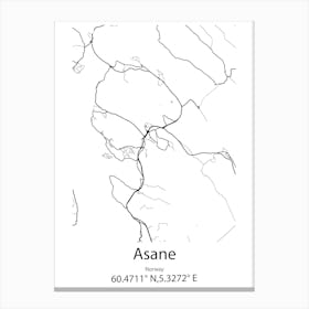 Asane,Norway Minimalist Map Canvas Print