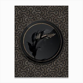 Shadowy Vintage Treacleberry Botanical in Black and Gold Canvas Print