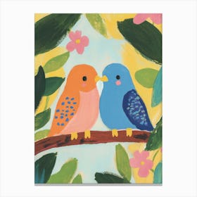 Love Birds Gouache Painting Canvas Print