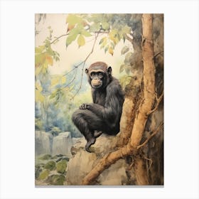 Storybook Animal Watercolour Bonobo 3 Canvas Print