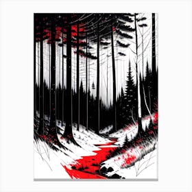 Red Blood In The Woods Canvas Print