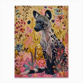 Floral Animal Painting Hyena 2 Canvas Print