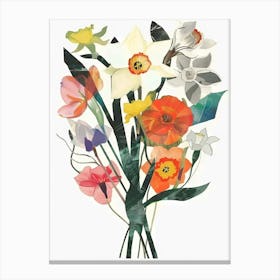 Daffodil 4 Collage Flower Bouquet Canvas Print