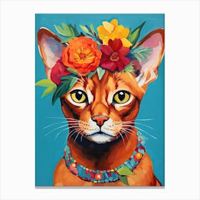 Abyssinian Cat With A Flower Crown Painting Matisse Style 3 Canvas Print