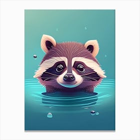 Playful Raccoon In The Water Canvas Print