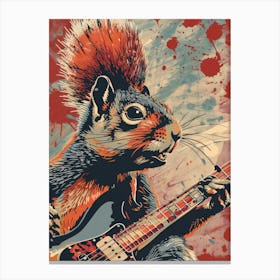 Squirrel Playing Guitar Canvas Print