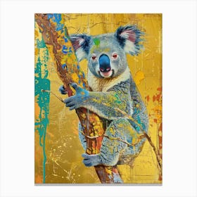 Koala Gold Effect Collage 2 Canvas Print
