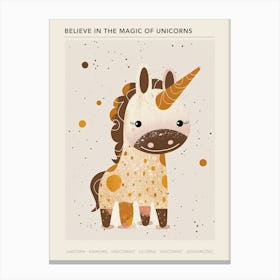 Beige Cute Kids Unicorn 1 Poster Canvas Print