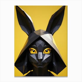 Low Poly Rabbit Girl, Black And Yellow (1) Canvas Print