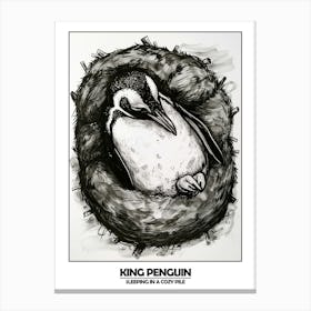 Penguin Sleeping In A Cozy Pile Poster 4 Canvas Print
